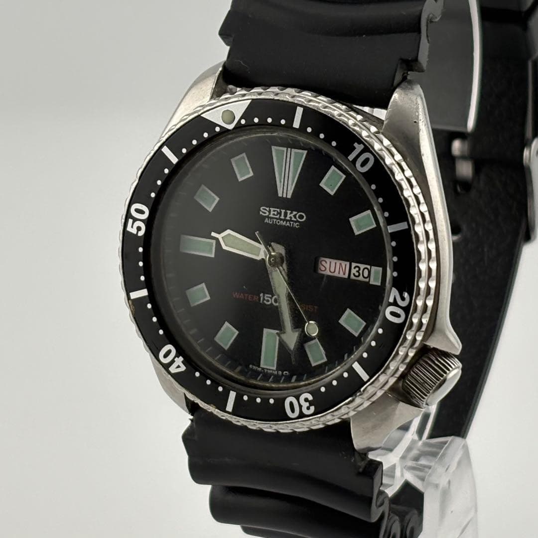Seiko 6309 7290 Automatic Diver Watch Black Timepiece Vintage Genuine
