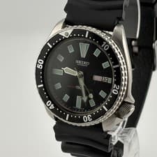 Seiko 6309 7290 Automatic Diver Watch Black Timepiece Vintage Genuine
