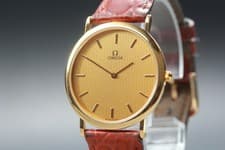 Vintage 1990s *N MINT* OMEGA De Ville Cal.1378 Gold Dial Quartz Mens Watch JAPAN