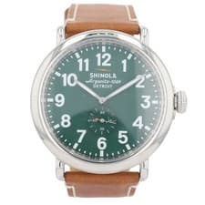 Shinola The Runwell Green Dial Quartz Stainless Steel Leather Strap Men's Watch