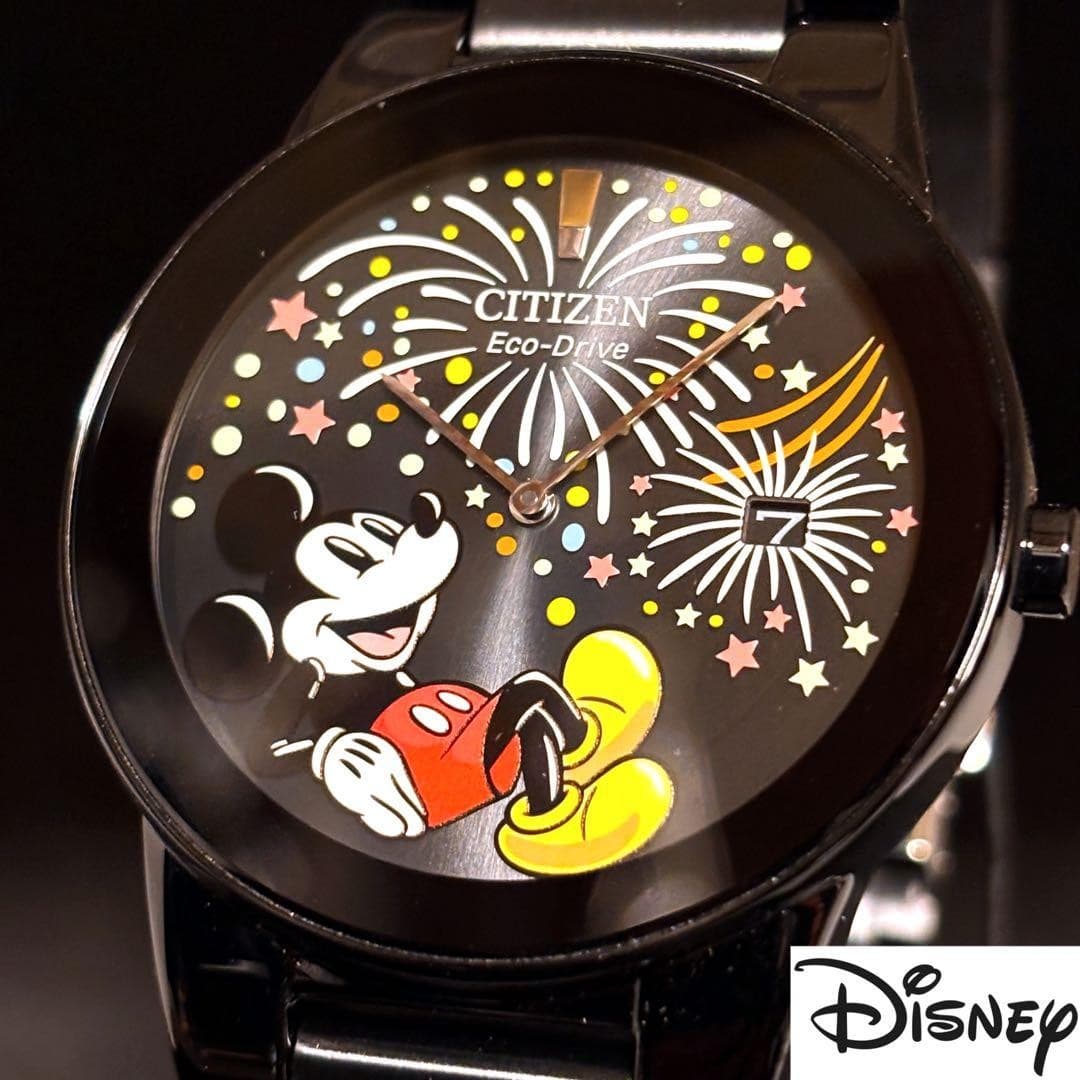 CITIZEN Disney Mickey Eco-Drive Unisex Watch Black 40mm Fireworks Box