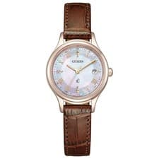 CITIZEN Watch xC ES9497-02D Sakura Pink Women Brown White Leather Radio Solar