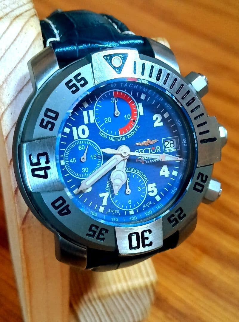 SECTOR Diving Team 1000 Chronograph Blue Dial Automatic Men's Wristwatch JAPAN