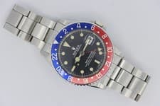 Rolex GMT-Master 1675 Pepsi Matte Black Dial Oyster Fold Over Band Box & Papers