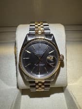 Rolex Datejust 36mm Ref 16030 Grey Tapestry Dial Two-Tone Quickset Automatic