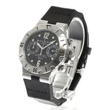 BVLGARI SCB38S Diagono Scuba Chronograph Automatic Men's Wristwatch Black 38mm