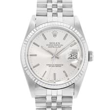 Rolex Datejust 36 16234 Silver Dial Steel 18k White Gold Jubilee Mens Watch 1980
