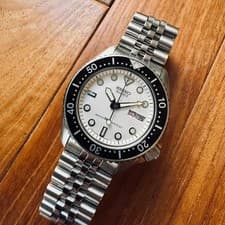 Seiko 6458-600B Diver Watch Quartz 150m White Dial Used From Japan