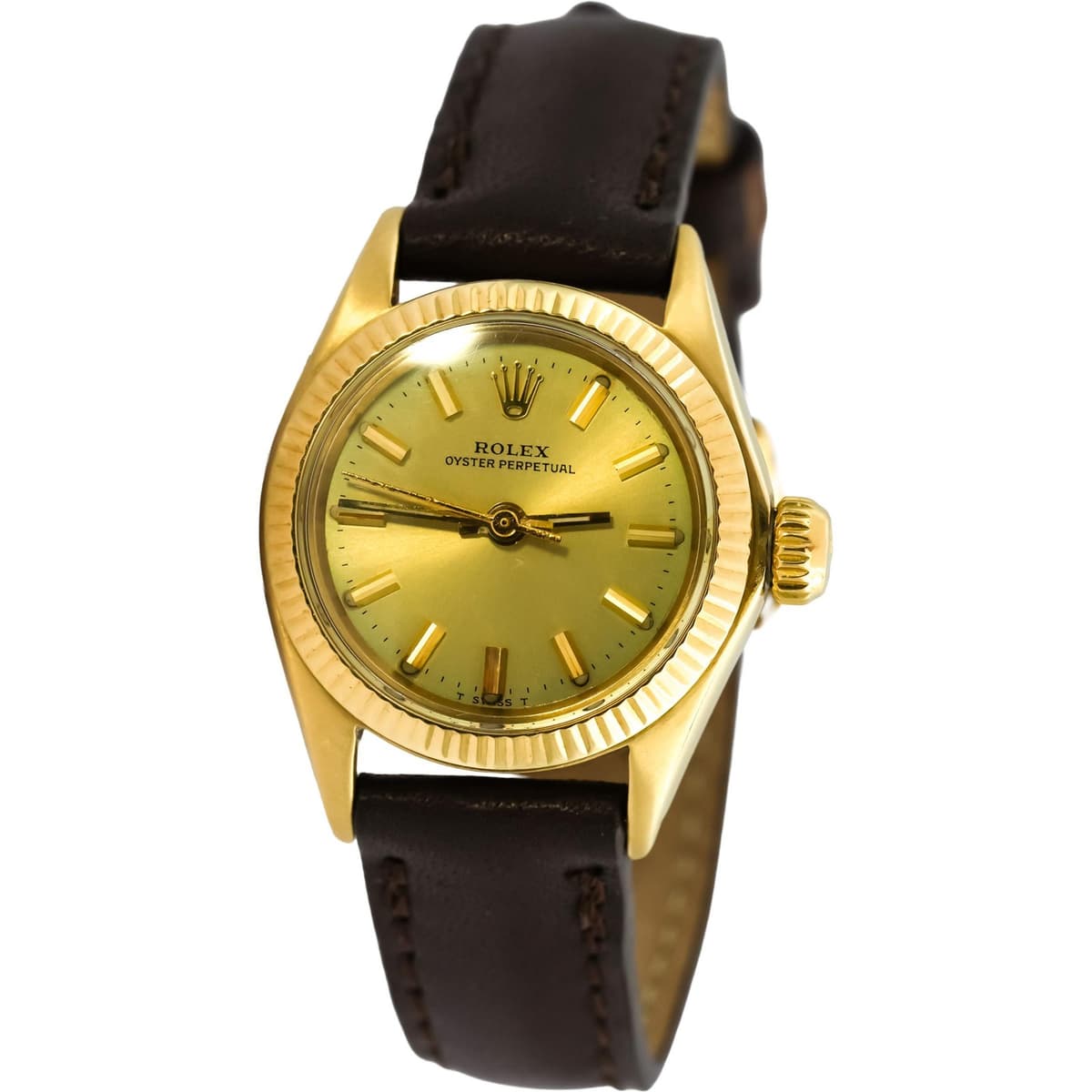 ROLEX Vintage 14k Yellow Gold Lady Oyster Perpetual Manual Winding Watch