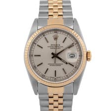 PAPERS Rolex DateJust SILVER Two-Tone Yellow Gold Steel 36mm 16233 Watch BOX