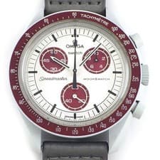 Swatch OMEGA Speedmaster Mission to Pluto Watch Burgundy White Pre-owned From Ja
