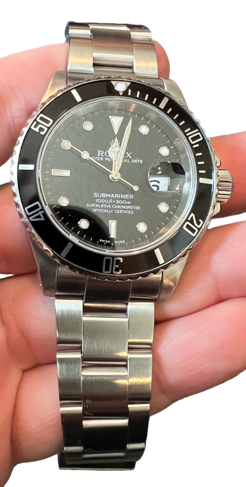 ROLEX STAINLESS STEEL SUBMARINER 16610 DIVER'S WATCH 40MM 2001