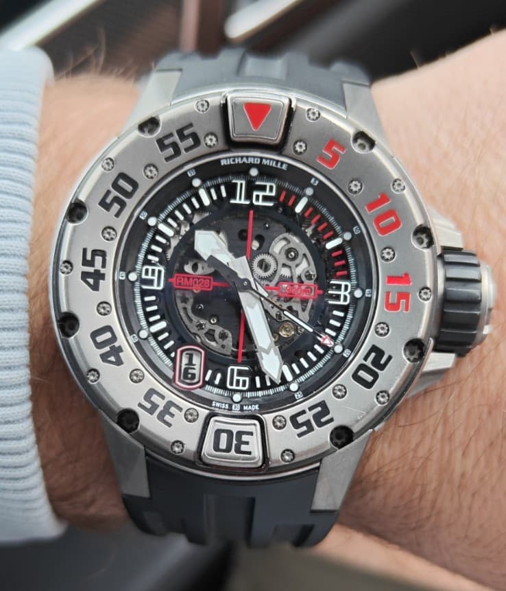 2020 Papers Richard Mille RM028 Watch 47MM Skeleton Arabic Numerals Titanium