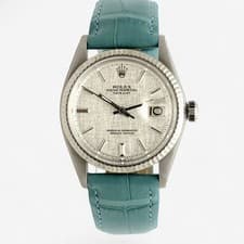 Rolex Datejust 36 Vintage Men's Steel Leather Watch Cobalt Blue 154946571