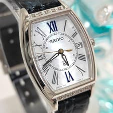 Seiko Lukia Lady Diamond Radio Solar SSVW181 Shell Dial Diamond Bezel Used