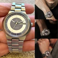 ⌚ Ω Omega Genève Dynamic Navy Blue Bullseye Dial 40.9mm Day-Date RARE Ω⌚