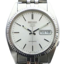 Seiko 7S26-0500 Automatic Wristwatch Calendar Day Date Silver Used From Japan