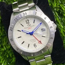 Rare Orient Star GMT Automatic FE02-C0-CA White Dial Date Silver Vintage Watch