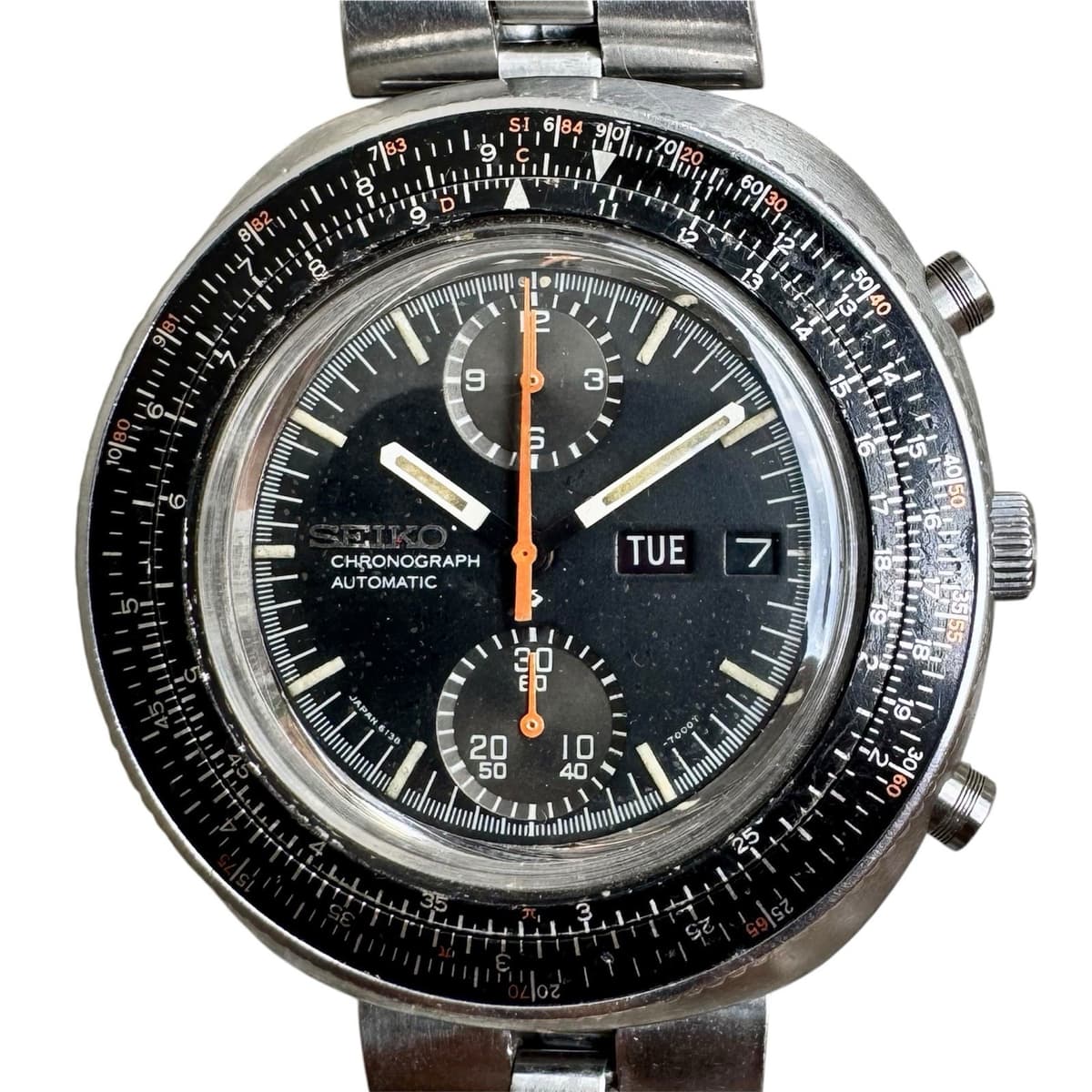 Vintage Seiko Calculator Automatic 1970 Chronograph Slide Rule 6138-7000 44mm