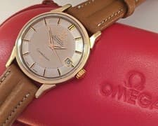 24 JEWELS SWISS MADE OMEGA CONSTELLATION PIE PAN MEN'S VINTAGE WATCH 18CT GOLD