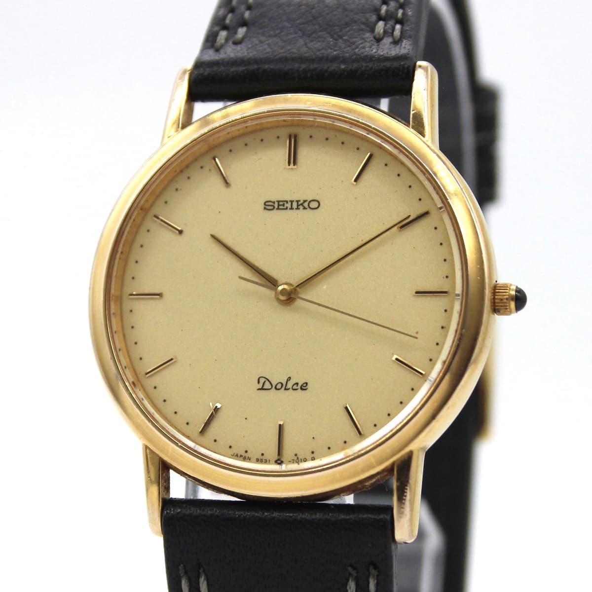 New Belt [NEAR MINT] SEIKO Dolce 9531-7000 Gold SS/10KT Qz Men's From JAPAN Y692