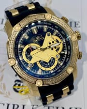 Invicta Pro Diver 0.71 Carat Diamond Men's Watch - 50mm, Gold, Black (38005)