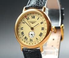 Rare[N MINT] LONGINES Charleston L171.524 Roman Gold Small Second QZ Men's Watch
