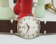 RARE VINTAGE 1952 OMEGA GENEVE SUB SECOND SILVER DIAL CAL:266 MAN'S WATCH / J024