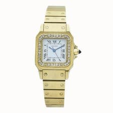 Cartier Santos 18k Yellow Gold Watch Automatic White Spider Dial 24x34 91 Grams