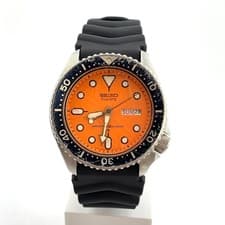 Seiko 7548-7000 Diver Quartz 200m Orange Dial 42mm New Battery Japan Working