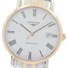 LONGINES WATCH L4.810.5 ELEGANT PINK GOLD COMBINATION AUTOMATIC DATE WHITE MEN'S