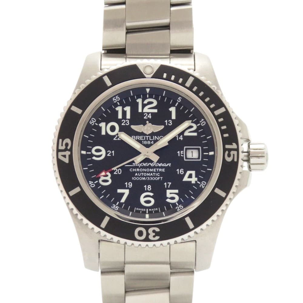 AUTHENTIC BREITLING A17392D7/BD68 Super OceanII 44 Automatic Wristwatch Black SS
