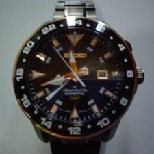 SEIKO Prospex Sportura GMT Kinetic Watch Black White Gold Stainless Steel