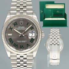 2025 NEW PAPERS Rolex DateJust 36mm Wimbledon Stick 126234 Steel Jubilee White