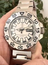 Men's Seiko Baby Monster Bright White Dial 7S36-03D0 Stainless Steel Ref SNZF45