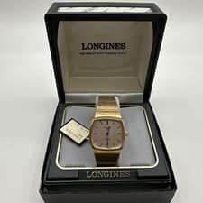 Vintage Longines Slim Square TV Swiss Quartz Watch 31mm Gold Plate New In Box