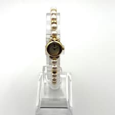 MIKIMOTO JAL Pearl Bracelet Watch 4N20-0940 Shell Dial Gold Tone Quartz