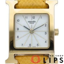 Hermes H Watch Ladies Watch H Watch HH1.201 GP Leather Ladies Watch White Finish