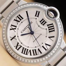 2018 CARTIER BALLON BLEU 36MM W4BB0017 SILVER ROMAN DIAMOND STEEL WATCH