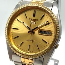 Seiko 5 Automatic Watch 7009 3110 Mens Gold Stainless 36mm wrist 19cm