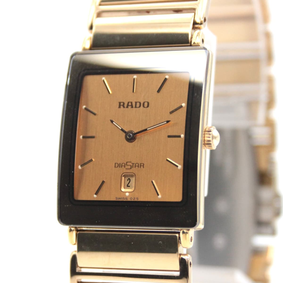 [NEAR MINT] RADO DIASTAR 396.1062.3N Gold Ceramic Qz Men's Watch From JAPAN A535