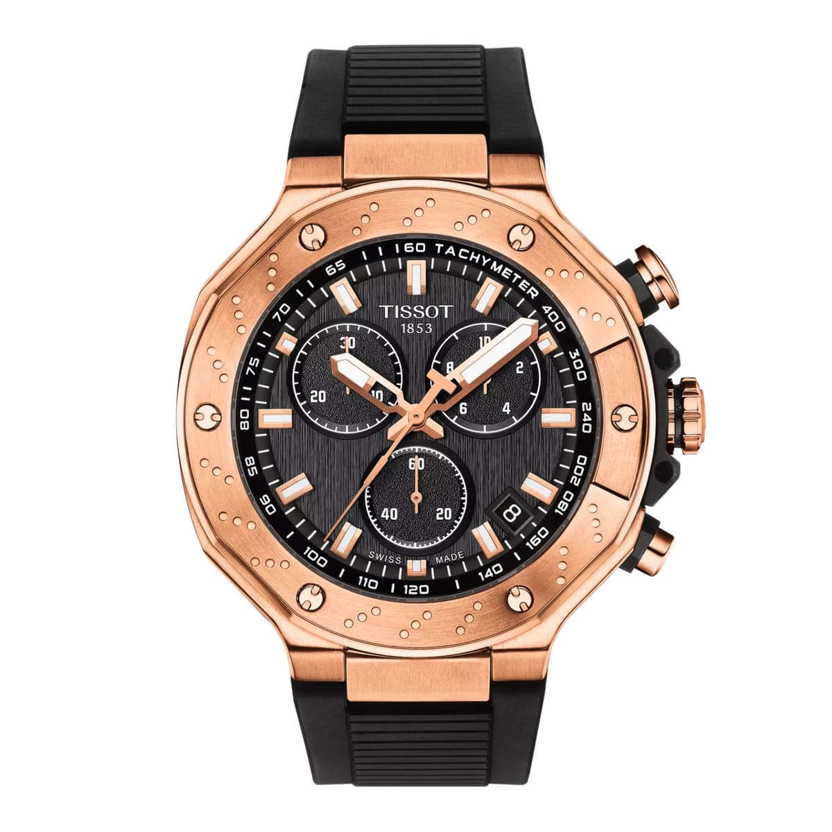 Tissot T-Race 45mm Rose Gold Case & Bezel Black Dial - Model T141.417.37.051.00