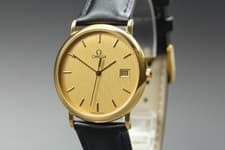 Vintage OMEGA De Ville Linen Dial Quartz Cal.1430 Ref.1960.312.1 Men [Near Mint]