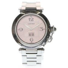 Cartier Pasha C Big Date Automatic Watch Silver pink W31058M7 Used 1d0dad77e5bf4
