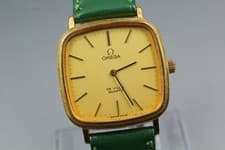 Vintage 1978 *N MINT* OMEGA De Ville Cal.1330 31mm Gold Square Quartz Mens Watch