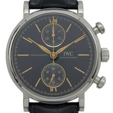 IWC Portofino Chronograph 39 IW391404 Black Stainless Steel Mens Watch #OK1073