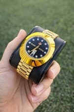 Rado DiaStar Wristwatch Black Dial Diamond Markers Gold Steel Automatic Date Day