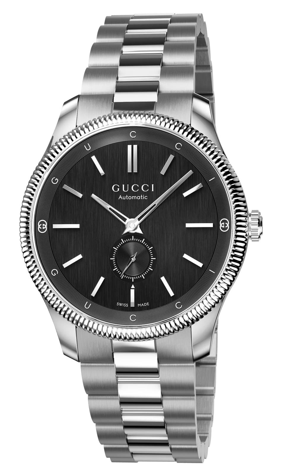 Gucci G-Timeless Automatic Stainless Steel Black Dial Mens Watch YA126388