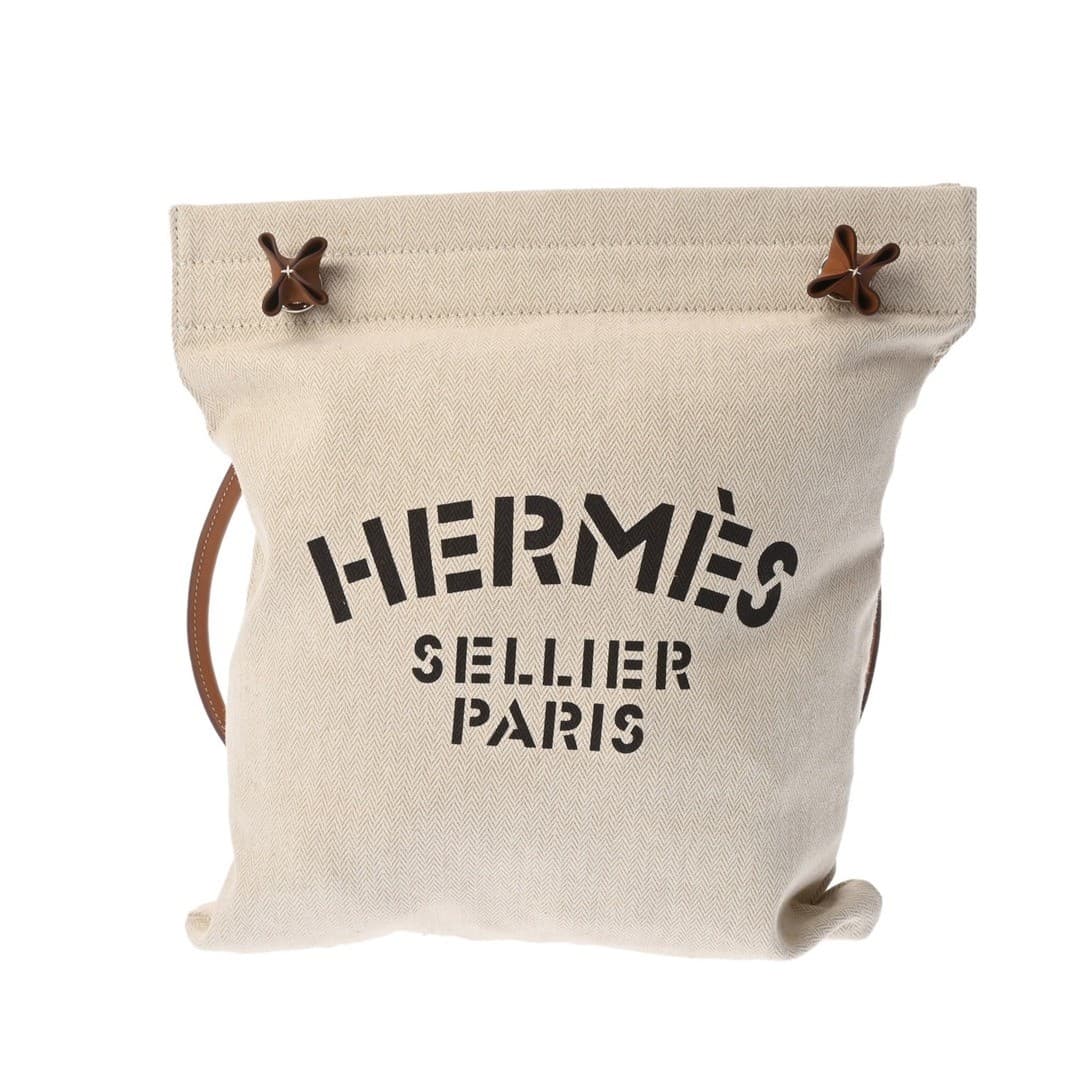 Used HERMES Ladies Shoulder Bag Cre Gold Toile Chevron Vaux Swift from JAPAN