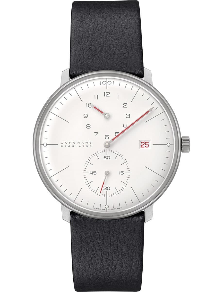 Junghans Max Bill Regulator Bauhaus 40mm White Dial Leather Watch 27/4493.02